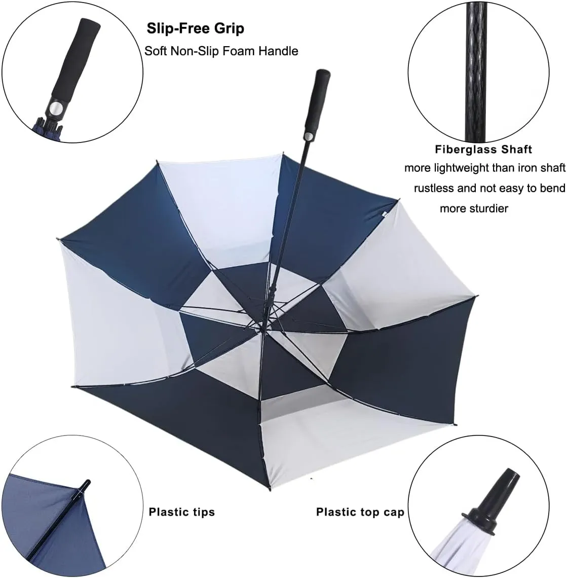 golf umbrella large oversize 68 inches air vent double canopy windproof automatic straight rain umbrellas for men and women