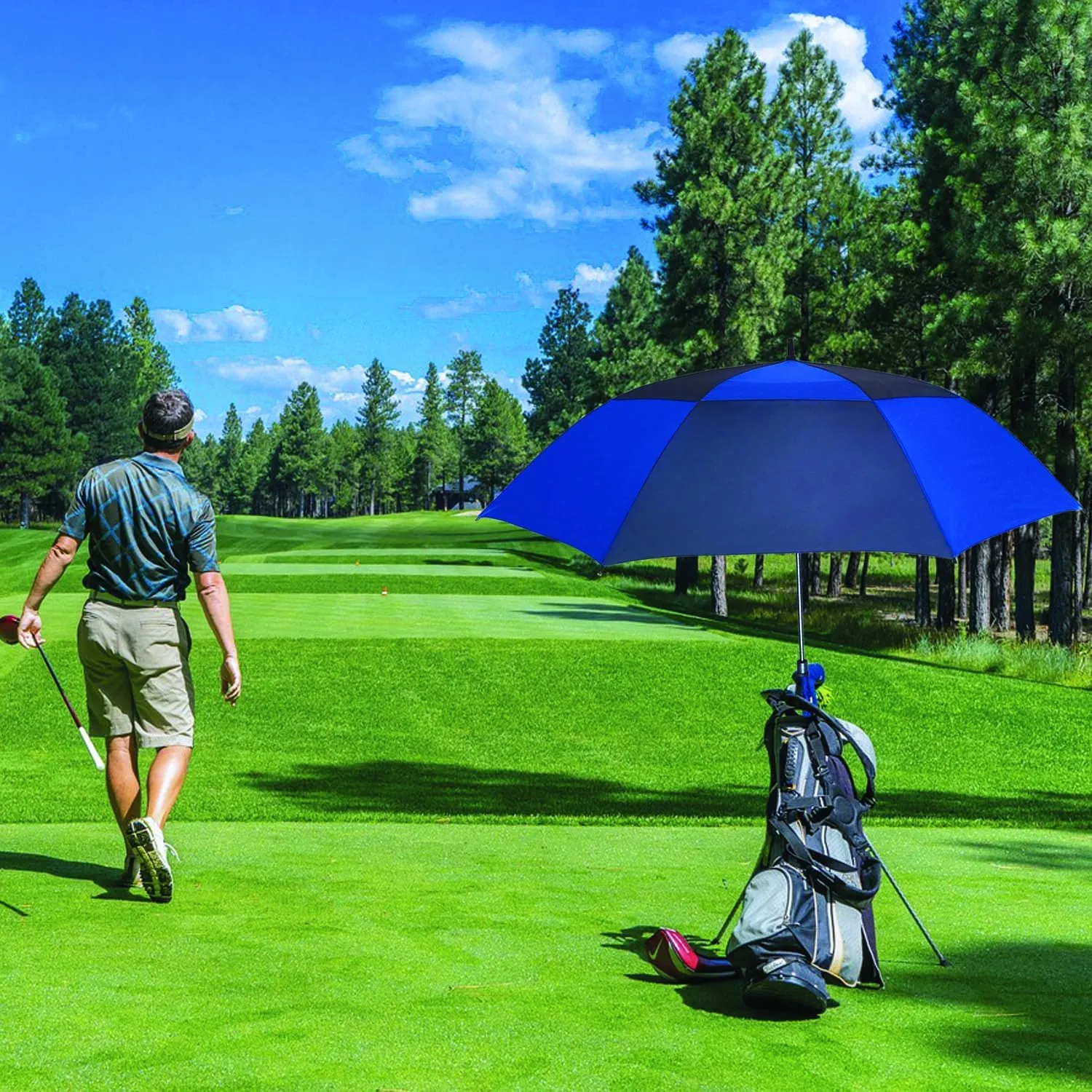 golf umbrella large oversize 68 inches air vent double canopy windproof automatic straight rain umbrellas for men and women