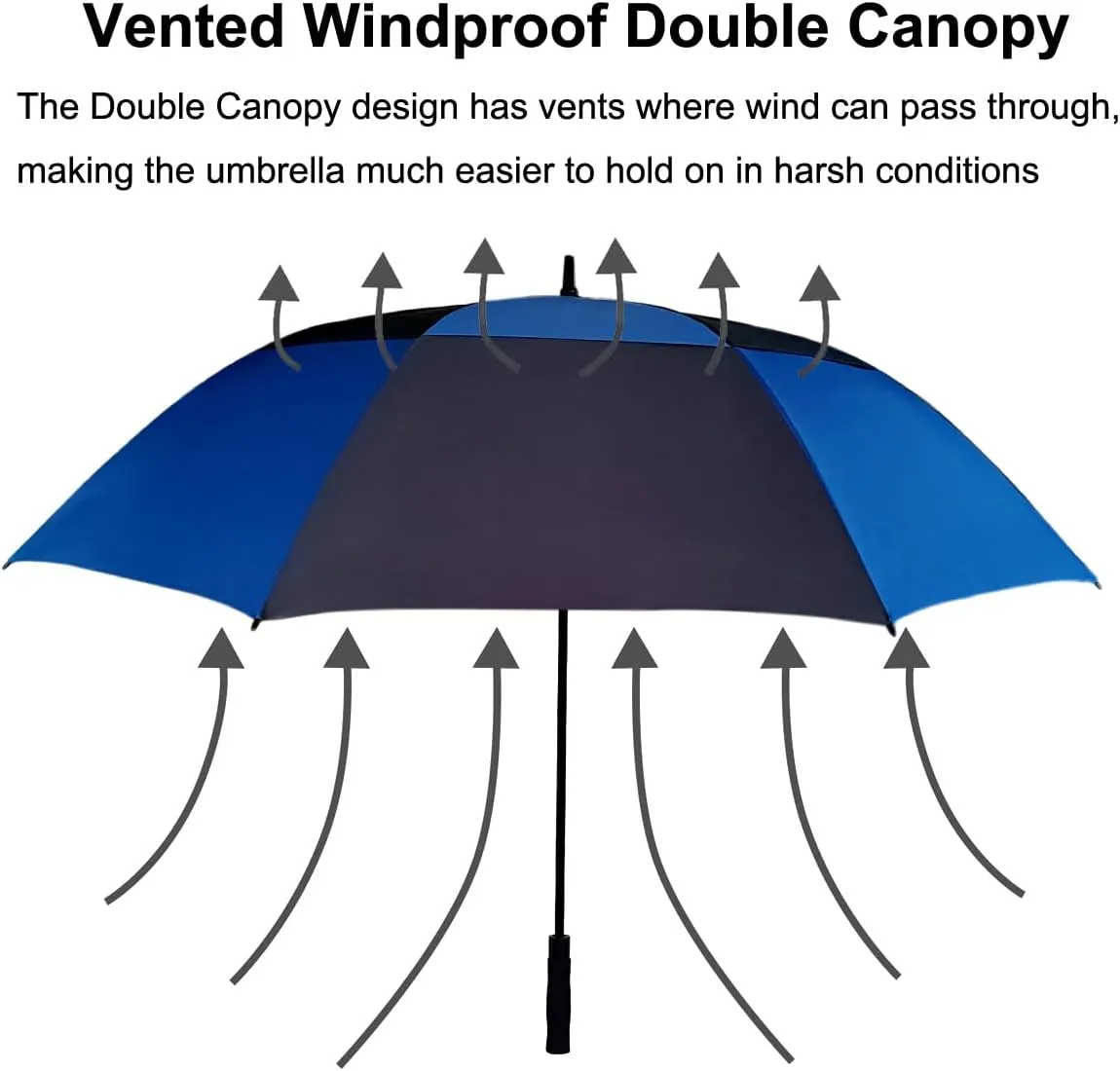 golf umbrella large oversize 68 inches air vent double canopy windproof automatic straight rain umbrellas for men and women