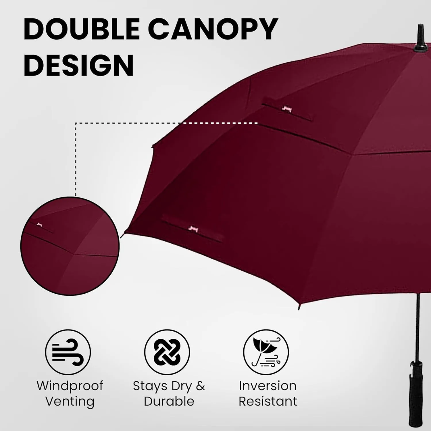Golf Umbrella Windproof - 62/54/47 Inch Large Umbrellas For Rain Heavy Duty - Automatic Open Ultimate UV Protection - Water Repellent Double Canopy Vented - Best Sports Umbrella