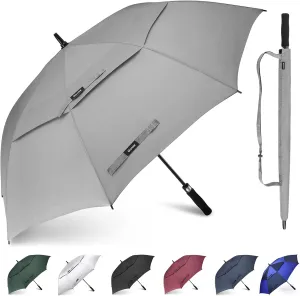 Gonex 54/62/68/72/80 Inch Extra Large Golf Umbrella, Automatic Open Travel Rain Umbrella with Windproof Water Resistant Double Canopy, Oversize Vented Umbrellas for 2-3 Men and UV Protection, Multiple Colors