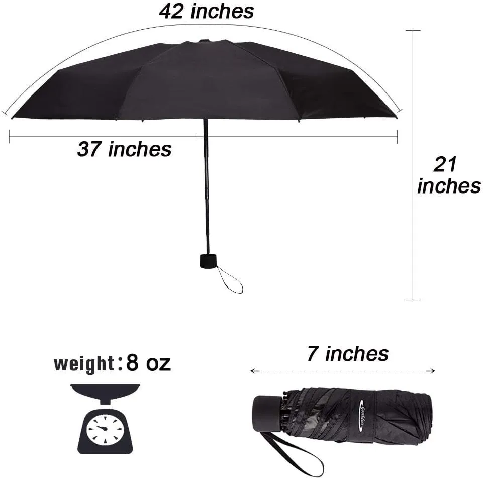 Goothdurs Mini Travel Compact Umbrella –Small Lightweight Folding Sun Umbrella with 95% UV Protection for Men & Women