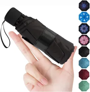 Goothdurs Mini Travel Compact Windproof Umbrella - Small Folding Lightweight Sun & Rain Umbrellas with 95% UV Protection for Women Men