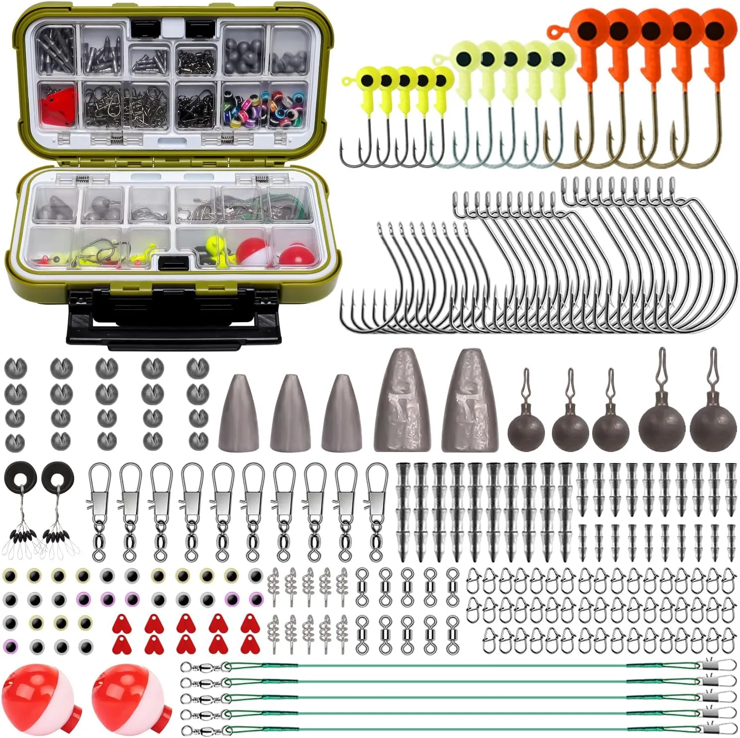 GOTOUR Fishing Lures Accessories Kit with Tackle Box, Fishing Hooks Minnow Crankbait Frog Popper Lure Worm Fishing Spoon Spinner Bait for Bass Crappie, Fishing Gear Freshwater Equipment Gifts for Men