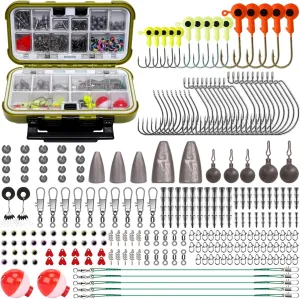 GOTOUR Fishing Lures Accessories Kit with Tackle Box, Fishing Hooks Minnow Crankbait Frog Popper Lure Worm Fishing Spoon Spinner Bait for Bass Crappie, Fishing Gear Freshwater Equipment Gifts for Men
