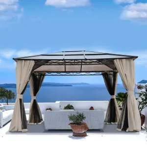 Grand patio 10x12 Gazebo, Hardtop Gazebo, Single Roof Pergolas Metal Aluminum Frame UV 50  Outdoor Canopy with Mosquito Netting and Curtains, Outdoor Shelter for Garden, Lawn, Backyard
