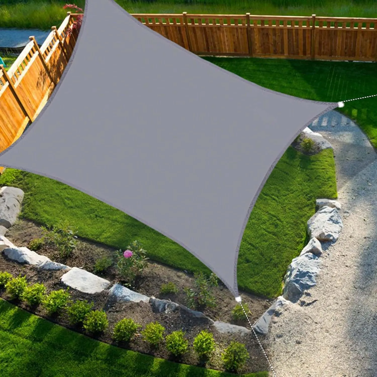 Gray 13x16 FT Waterproof Rectangle Sun Shade Sail Canopy, Gray Shade Sails for Patio, Backyard, Pool, Outdoor Sunshade Tarps Water Resistant & UV Block