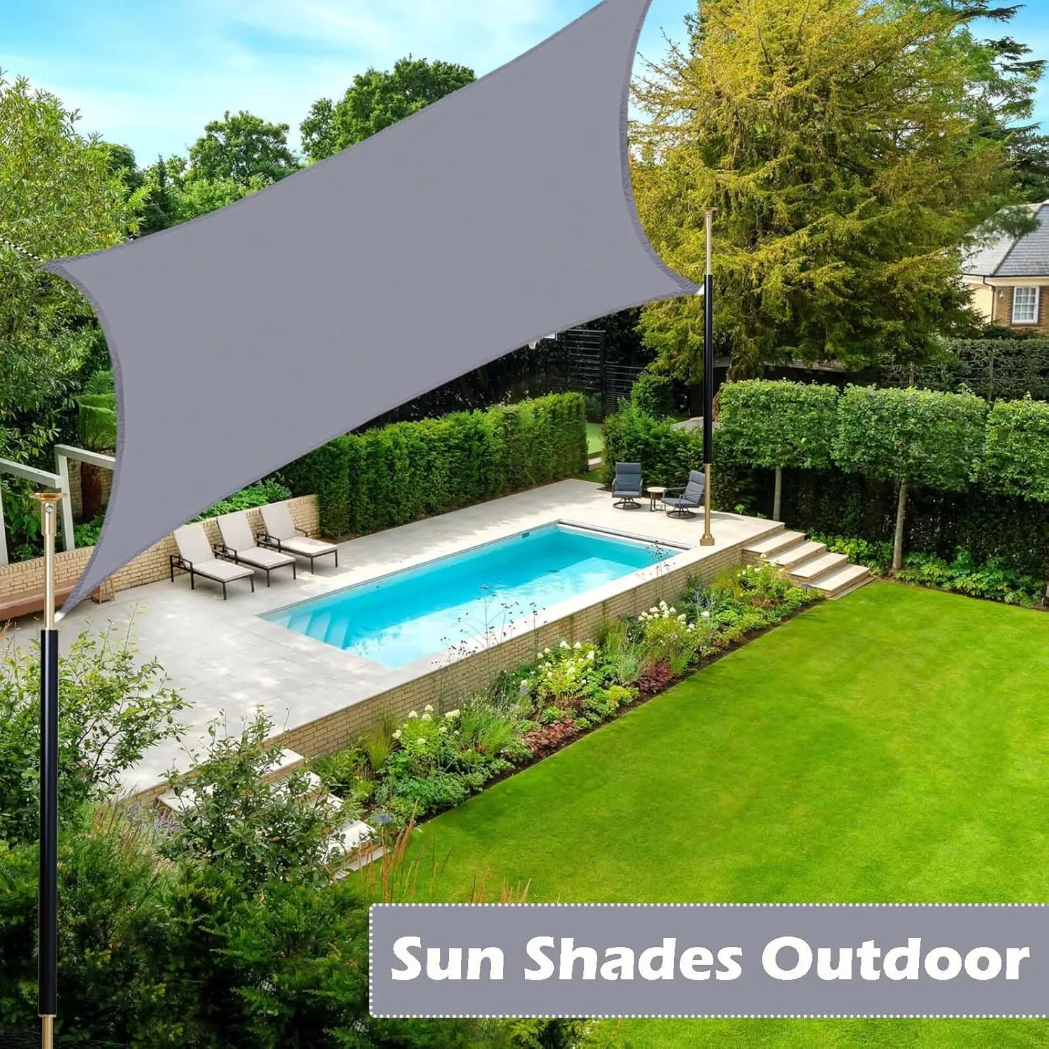 Gray 13x16 FT Waterproof Rectangle Sun Shade Sail Canopy, Gray Shade Sails for Patio, Backyard, Pool, Outdoor Sunshade Tarps Water Resistant & UV Block