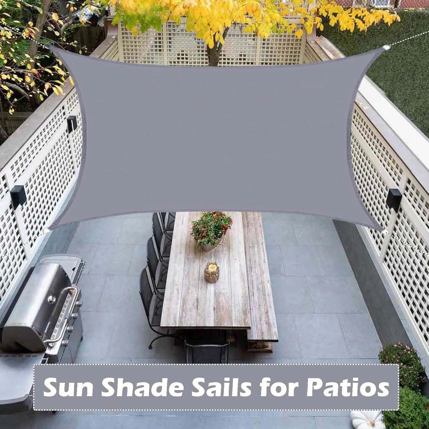 Gray 13x16 FT Waterproof Rectangle Sun Shade Sail Canopy, Gray Shade Sails for Patio, Backyard, Pool, Outdoor Sunshade Tarps Water Resistant & UV Block