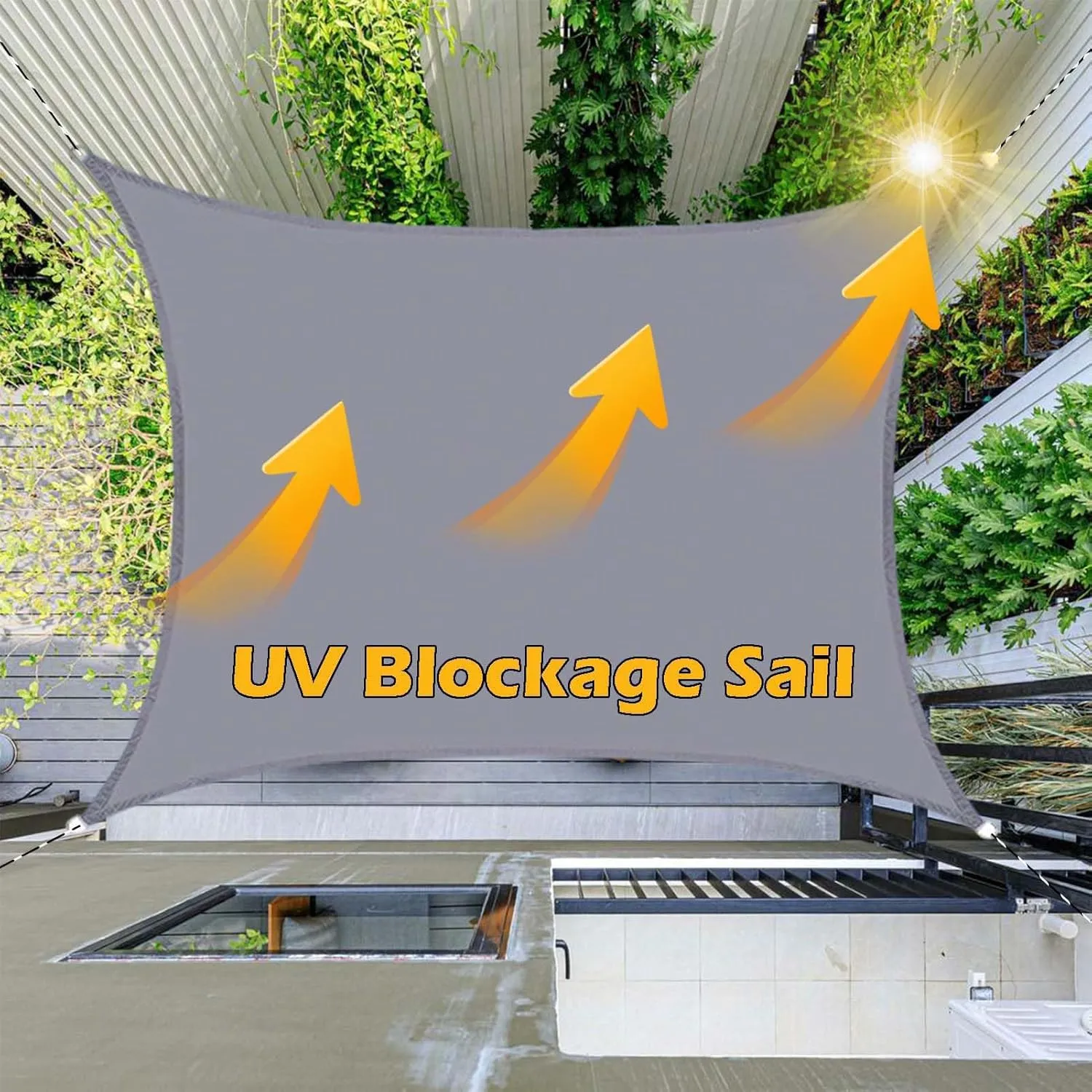 Gray 13x16 FT Waterproof Rectangle Sun Shade Sail Canopy, Gray Shade Sails for Patio, Backyard, Pool, Outdoor Sunshade Tarps Water Resistant & UV Block
