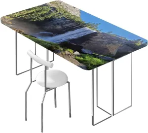 Green Tablecloth for Folding Table Park Alpine Forest Natural Scenic Table ​Cover ​for Kitchen Dining Party Picnic Farm House Decor Fits up 5 Foot Tables