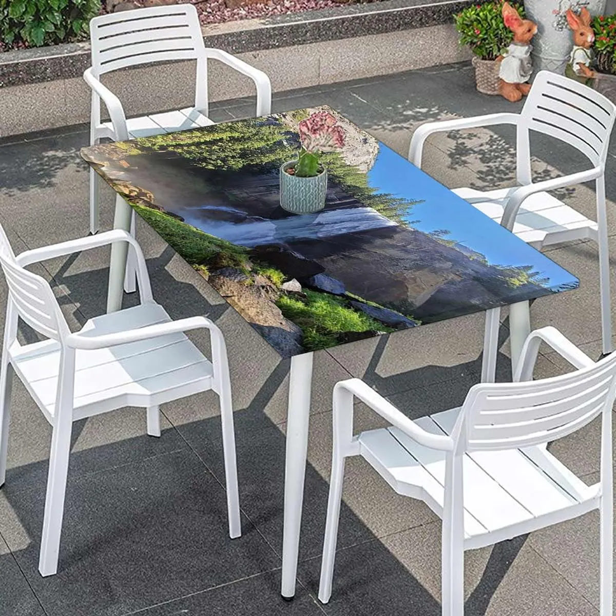 Green Tablecloth for Folding Table Park Alpine Forest Natural Scenic Table ​Cover ​for Kitchen Dining Party Picnic Farm House Decor Fits up 5 Foot Tables