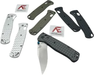 Grenade Frag Scales For Benchmade Bugout Folding Knife 535 Precision Machined 6061 Aluminum Anodized Finish (Silver)