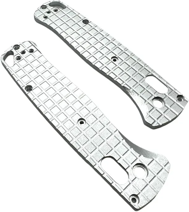 Grenade Frag Scales For Benchmade Bugout Folding Knife 535 Precision Machined 6061 Aluminum Anodized Finish (Silver)