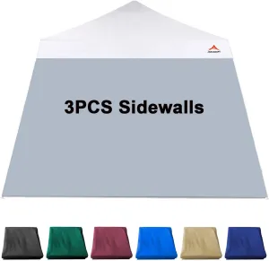 Grey SunWall for 10x10 Slant Leg Pop Up Canopy,3 Pack Sidewalls Only, Gray