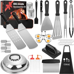 Griddle Accessories Kit, 35PCS Flat Top Griddle Grill Tools Set for Blackstone and Camp Chef, Stainless Steel Professional Grill Accessories/Spatula Set with Carrying Bag for Men/Women Outdoor BBQ