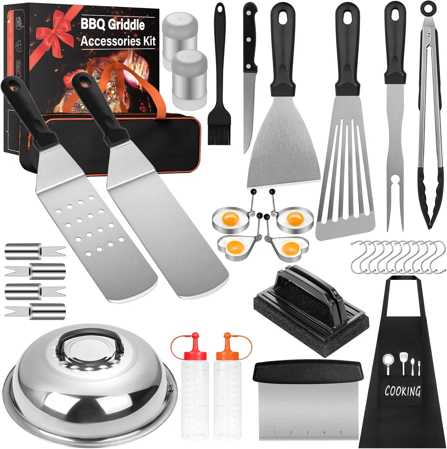 Griddle Accessories Kit, 35PCS Flat Top Griddle Grill Tools Set for Blackstone and Camp Chef, Stainless Steel Professional Grill Accessories/Spatula Set with Carrying Bag for Men/Women Outdoor BBQ