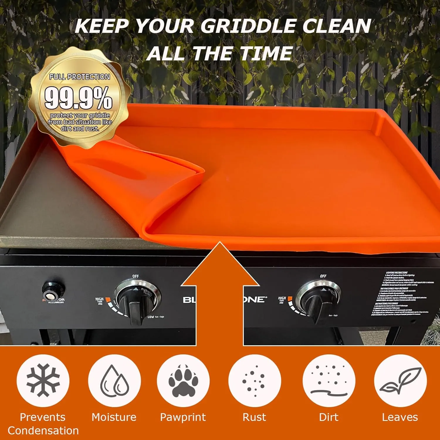 Griddle Cover for Blackstone 36" Inch Griddle,Silicone Griddle Cover for Blackstone,Blackstone Griddle Accessories,Heavy Duty Food Grade Silicone Grill Cover, All-season Grill Protective