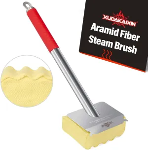 Grill Brush Bristle Free,Unique Aramid Fiber Wavy Pad Perfect for Cast Iron/Stainless-Steel Grates,BBQ Replaceable Scraper Cleaning Head,Safe Grill Brush for Outdoor Grill