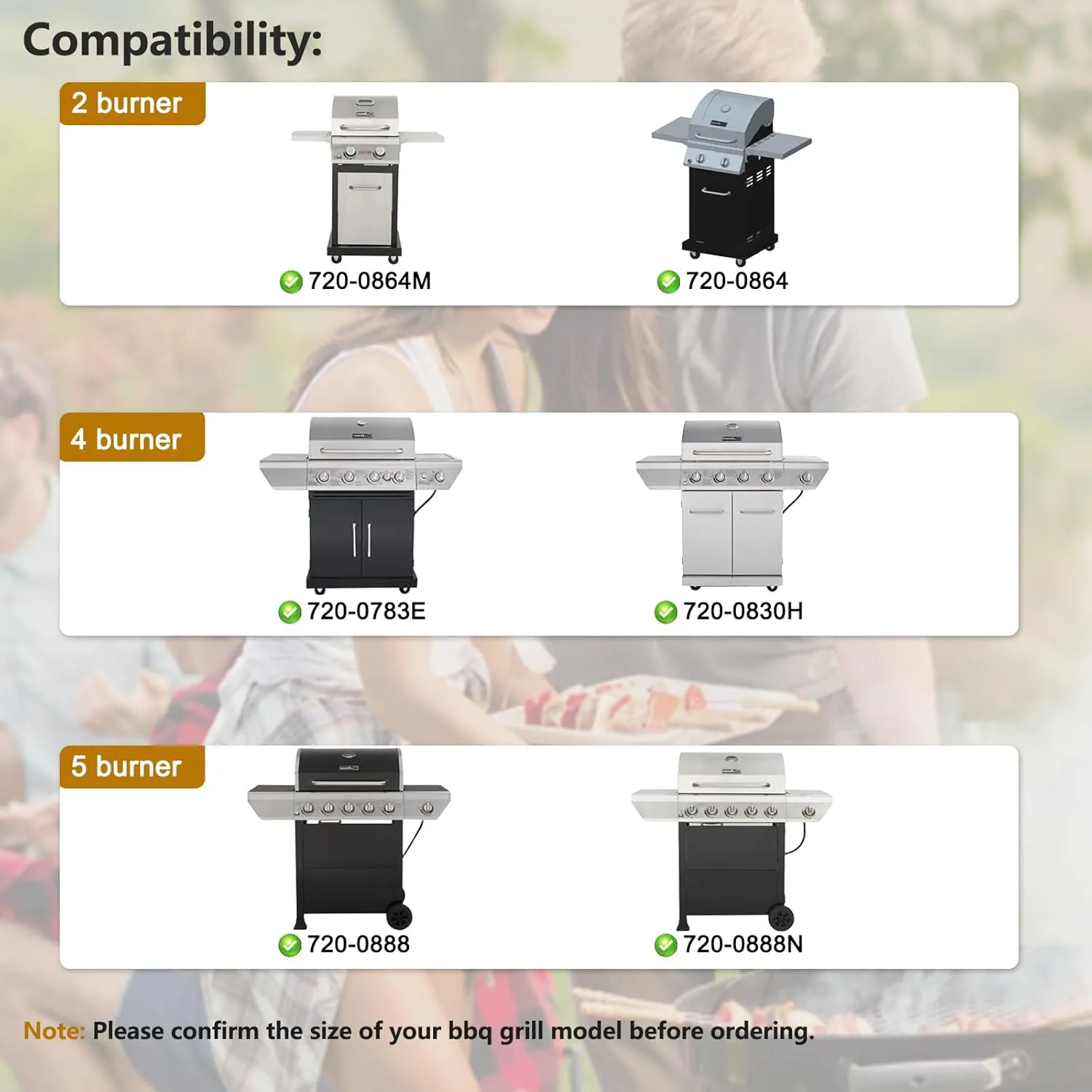 Grill Burner Covers for Nexgrill Replacement Parts 720-0925S, 720-0894F, 720-0864M, 720-0864, 720-0864R, BBQ Heat Plates Shields Tents for Kenmore, BBQ PRO, Backyard, Members Mark, Expert Grill Parts.