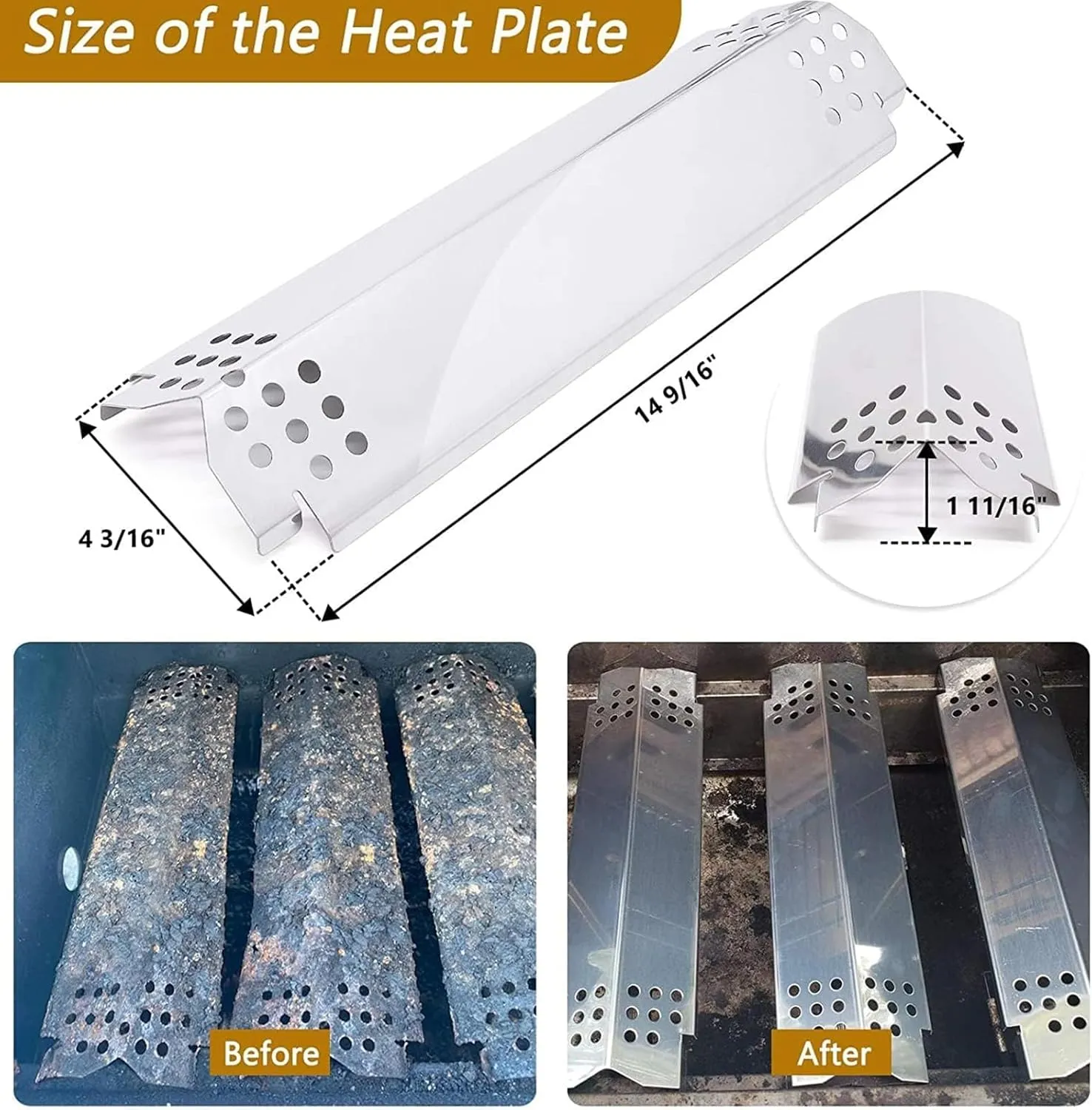 Grill Burner Covers for Nexgrill Replacement Parts 720-0925S, 720-0894F, 720-0864M, 720-0864, 720-0864R, BBQ Heat Plates Shields Tents for Kenmore, BBQ PRO, Backyard, Members Mark, Expert Grill Parts.