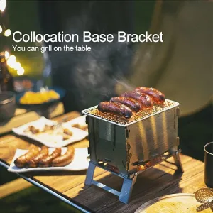 Grill Burners Charcoal Grill Picnic Grill Camping Stove Barbecue Grill Stainless Steel BBQ Stove Outdoor Hiking Foldable Camping Stove (Color : Base B, Size : Medium)