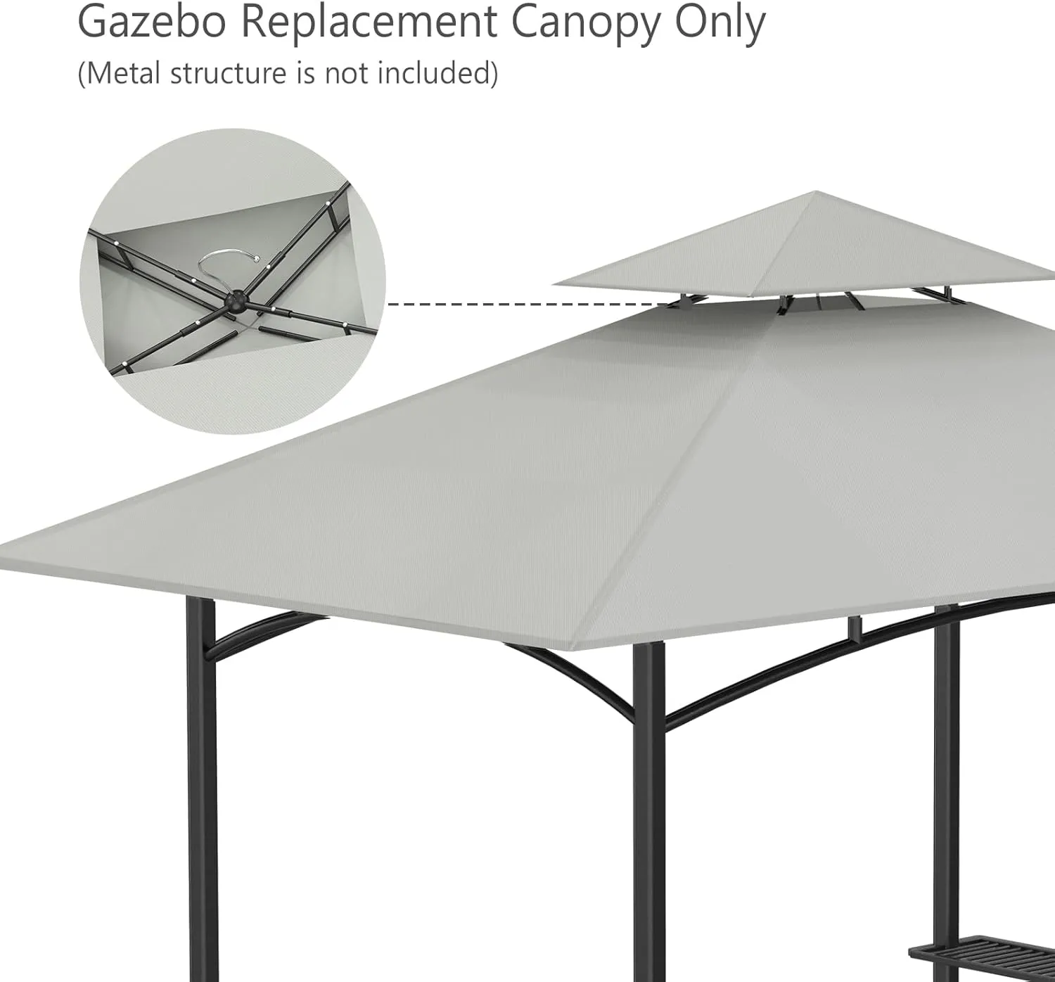 Grill Gazebo Replacement Canopy Top Only - 5' x 8' Outdoor BBQ Gazebo Canopy Roof, Waterproof Double Tiered Shelter Cover Fit for Model L-GG001PST-F
