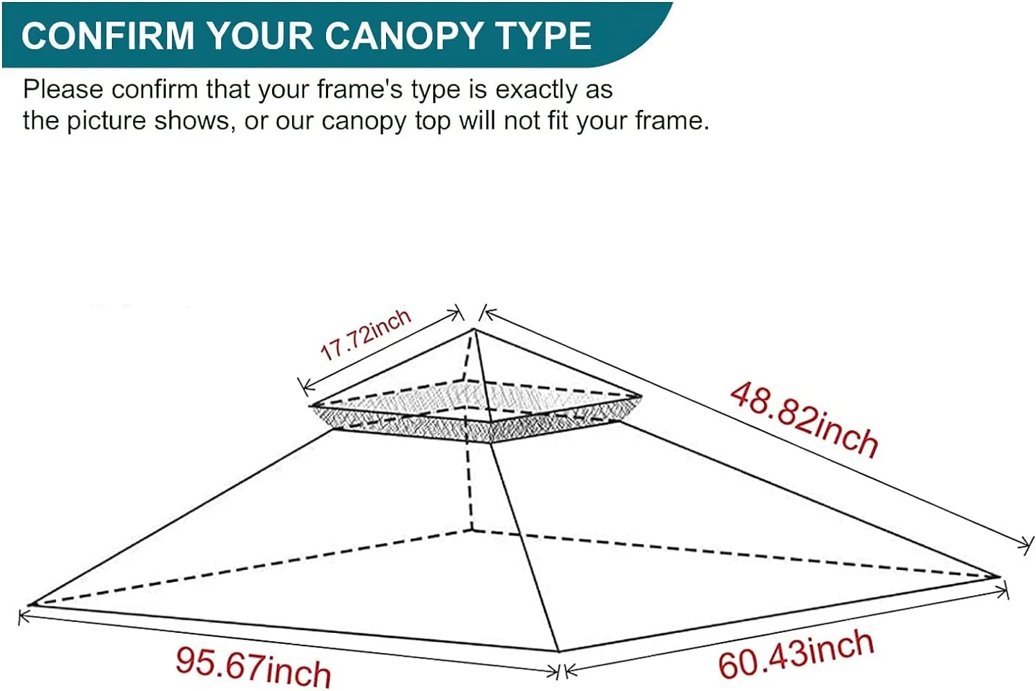 Grill Gazebo Replacement Canopy Top - Wonwon 5x8 Gazebo Roof Double Tiered Outdoor BBQ Roof Cover Grill Shelter Only Fit for Model L-GG001PST-F (Gray)