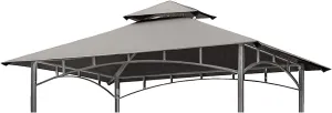 Grill Gazebo Replacement Canopy Top - Wonwon 5x8 Gazebo Roof Double Tiered Outdoor BBQ Roof Cover Grill Shelter Only Fit for Model L-GG001PST-F (Gray)