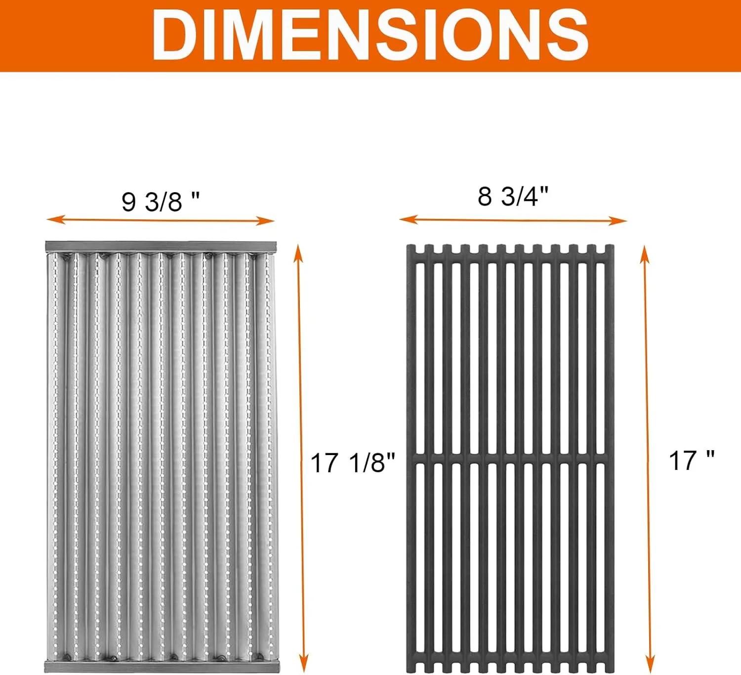 Grill Grate Replacement Parts for Charbroil Tru-Infrared 463642316 463644220 463632520 463632320, Replacement Parts for Charbroil G362-2100-W1 G369-0030-W2, 17 Inch Grill Emitter, Stainless Steel