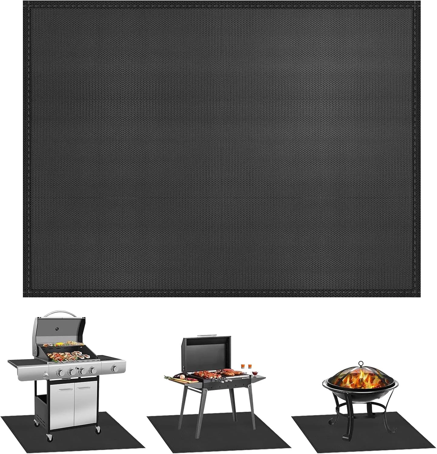 Grill Mats for Outdoor Grill - KANHIRO 65x48 Inch Fireproof Double-Sided Grill Pad and Patio Protector, Oil-Proof Waterproof BBQ, Grill Pad for floor, camping, lawn protection