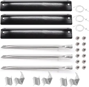 Grill Parts for Char-griller Replacement Parts, Chargriller 5050, 5650, 3001, 3072, 5072, 3030, 3008, 5252, 3000, 4000 Gas Grill Model, Porcelain-enameled Heat Plate, Burner, Ignitor, Hanger Brackets.