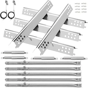 Grill Replacement Parts for Char-Broil Performance 5 Burner 463347519 463275517 463347518 463243518 463243519, G470-5200-W1 Grill Burner & G470-0004-W1A Heat Shield for Charbroil