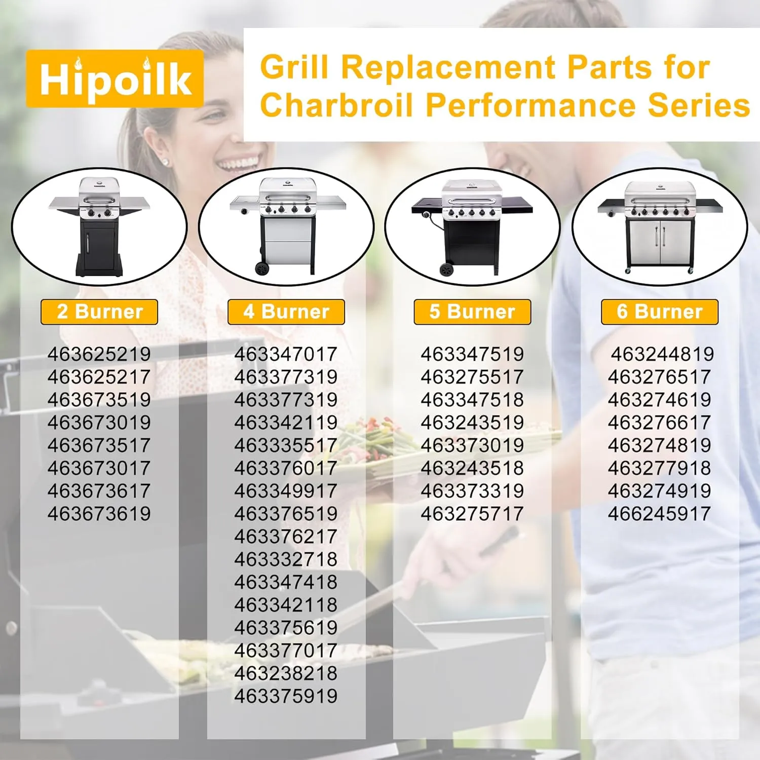 Grill Replacement Parts for Charbroil Performance 4 Burner 463347017, 463377319, 463342119, 463335517, 463376017, 463349917, Char-Broil Grill Heat Plates Burner Igniters Tubes