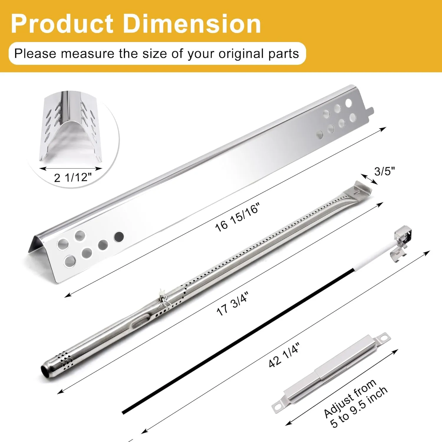 Grill Replacement Parts for Charbroil Performance 4 Burner 463347017, 463377319, 463342119, 463335517, 463376017, 463349917, Char-Broil Grill Heat Plates Burner Igniters Tubes