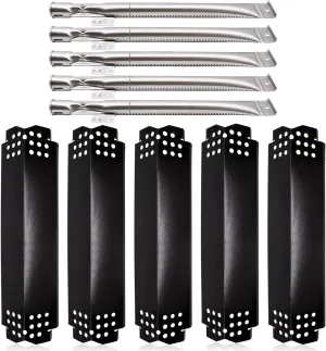 Grill Replacement Parts for Nexgrill 5 Burner 720-0888, 720-0888N, Nexgrill 4 Burner 720-0830H, Members Mark 720-0882D, Porcelain Steel Heat Plate Shields and Burner Tubes Replacement Kit.(5-Pack)