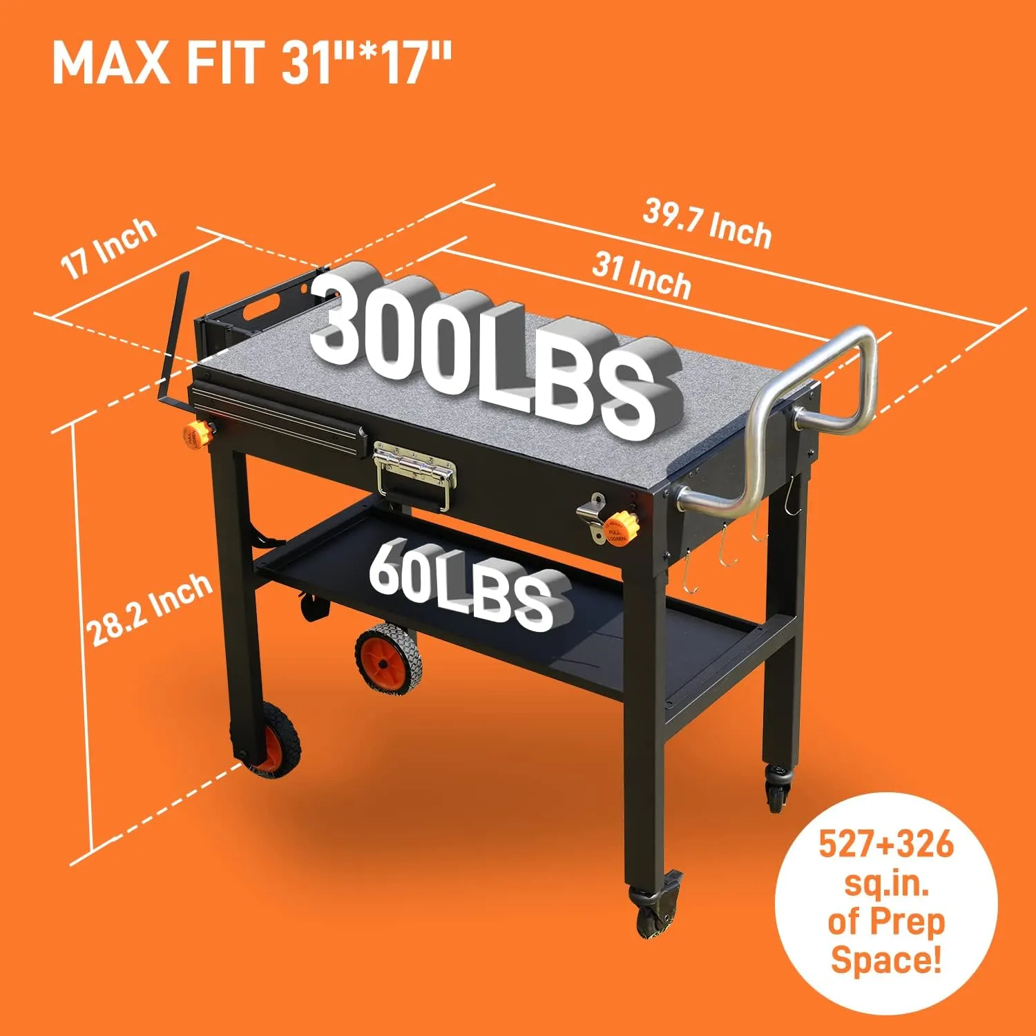 Grill Table, Blackstone Griddle Stand, Grill Carts Outdoor With Wheels, Used for Blackstone Griddle And Weber, Foldable Quickly Ninja Grill Stand Suitable for Travel/Camping