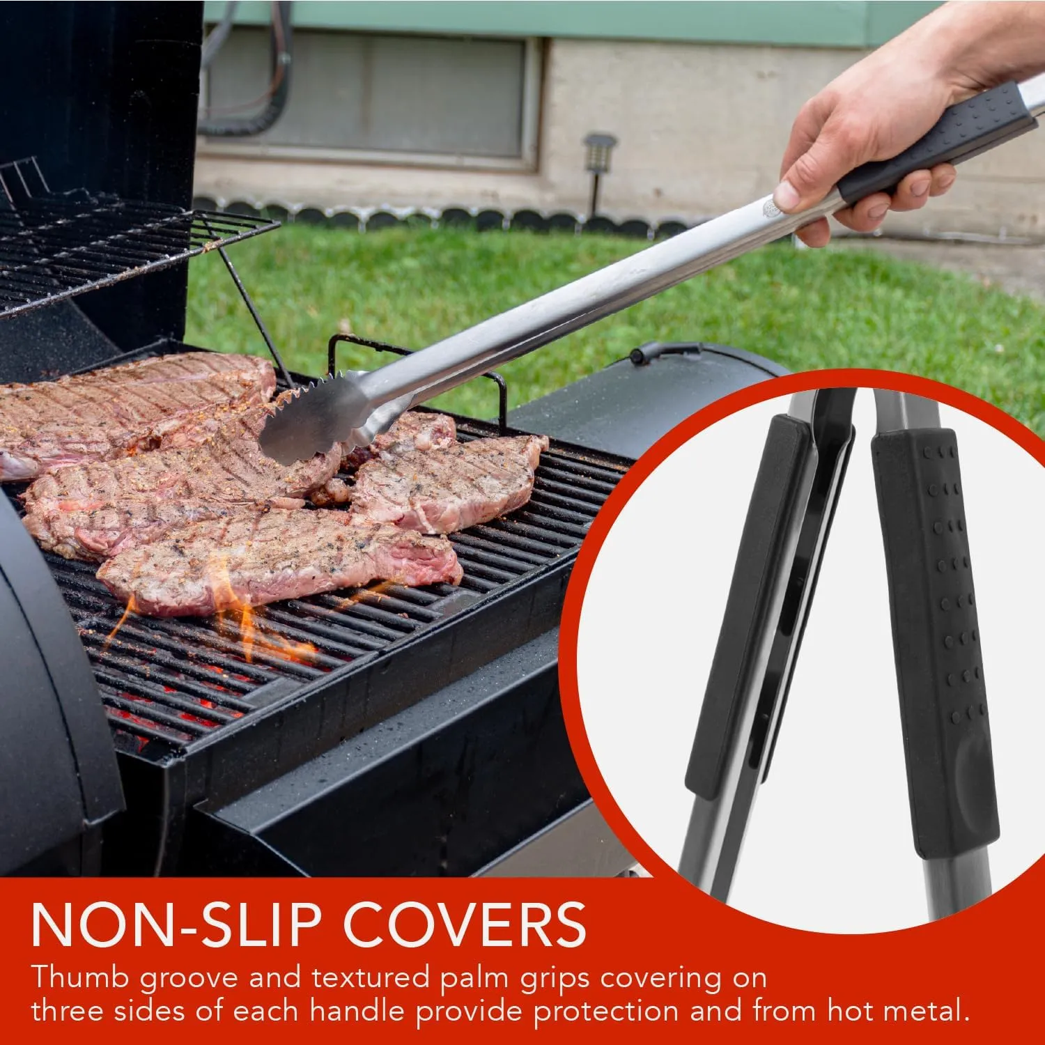 Grill Tongs 24-Inch Super Long Extra Heavy Duty for Grilling and Barbecue Heat Resistant Hand Grips Stainless Steel for BBQ Outdoor Kitchen and Cooking Hot Grilled Food
