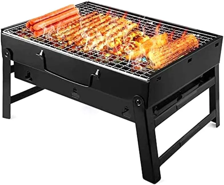 Grills Folding Portable Barbecue Charcoal Grill Stainless Steel Small Mini BBQ Tool Kits for Outdoor Cooking Camping Picnics Beach