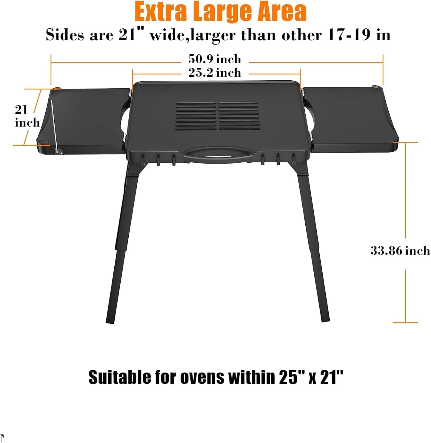 GRISUN Portable Grill Stand for Ninja Woodfire Outdoor Grill–Compatible with Ninja Models OG701/OG901/OG751BRN/OG850, Heavy-Duty Folding Stand for Ninja Grill, Ideal for Camping & Backyard BBQs