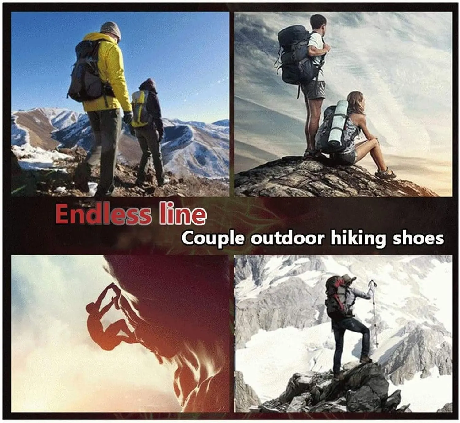 GUOANFG Outdoor Heart-Shaped Couple Shoes Men Women Walking Shoes Waterproof Trekking Hiking Trainers Sports Non Slip,Black-36 EU