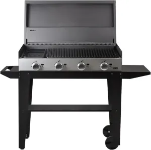 GW Store - Block 1000 Freestanding Gas Grill, Stainless Steel, 57.4" Wide, Enameled Griddle, Juice Collection Tray, Precise Heat Control