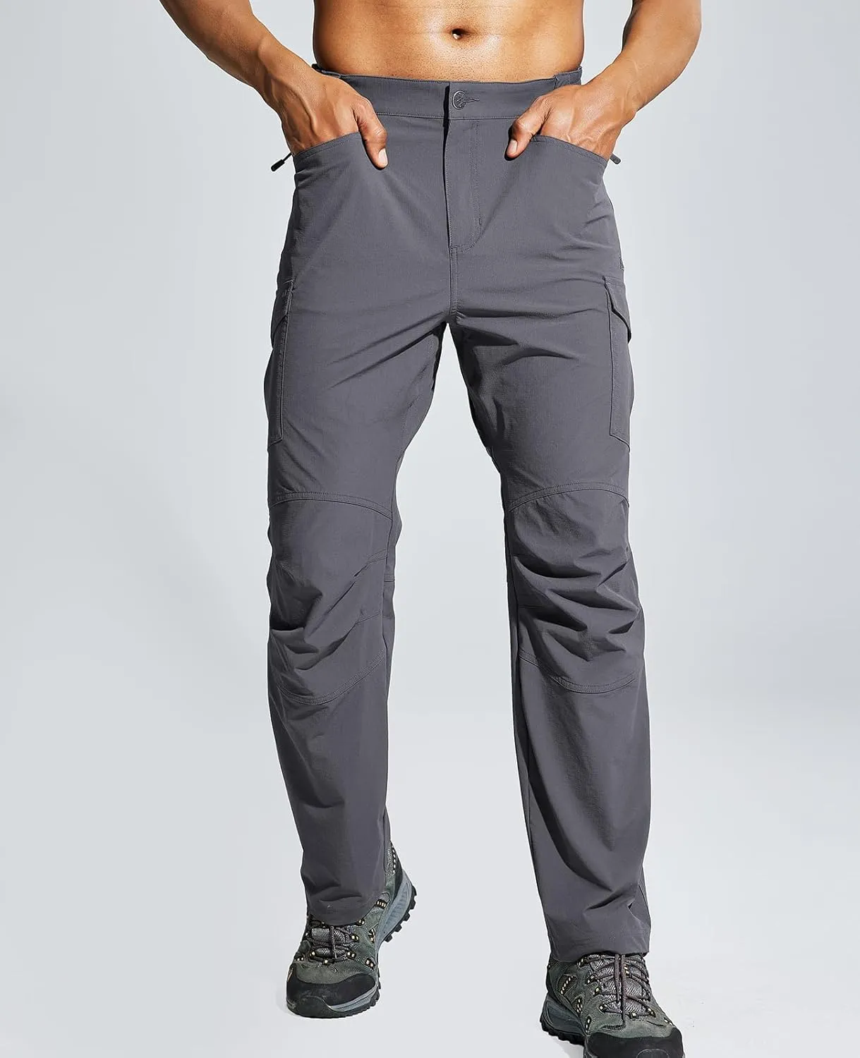 Haimont Men's Lightweight Hiking Pants with 6 Pockets Nylon Quick Dry Outdoor Travel Cargo Pant for Men, Water Resistant