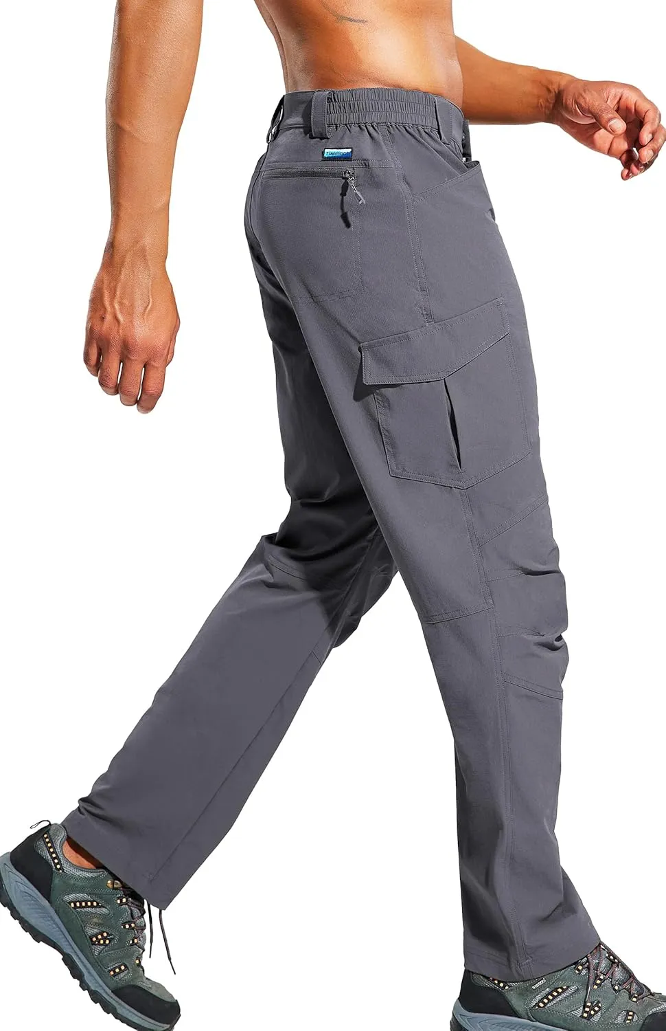Haimont Men's Lightweight Hiking Pants with 6 Pockets Nylon Quick Dry Outdoor Travel Cargo Pant for Men, Water Resistant