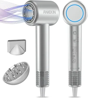 Hair Dryer, High-Speed Ionic Low Noise Blow Dryer with Brushless Motor for Fast Drying, Thermo-Control Quiet Compact Hair Blow Dryer with Magnetic Diffuser for Curly Hair for Home Travel Salon