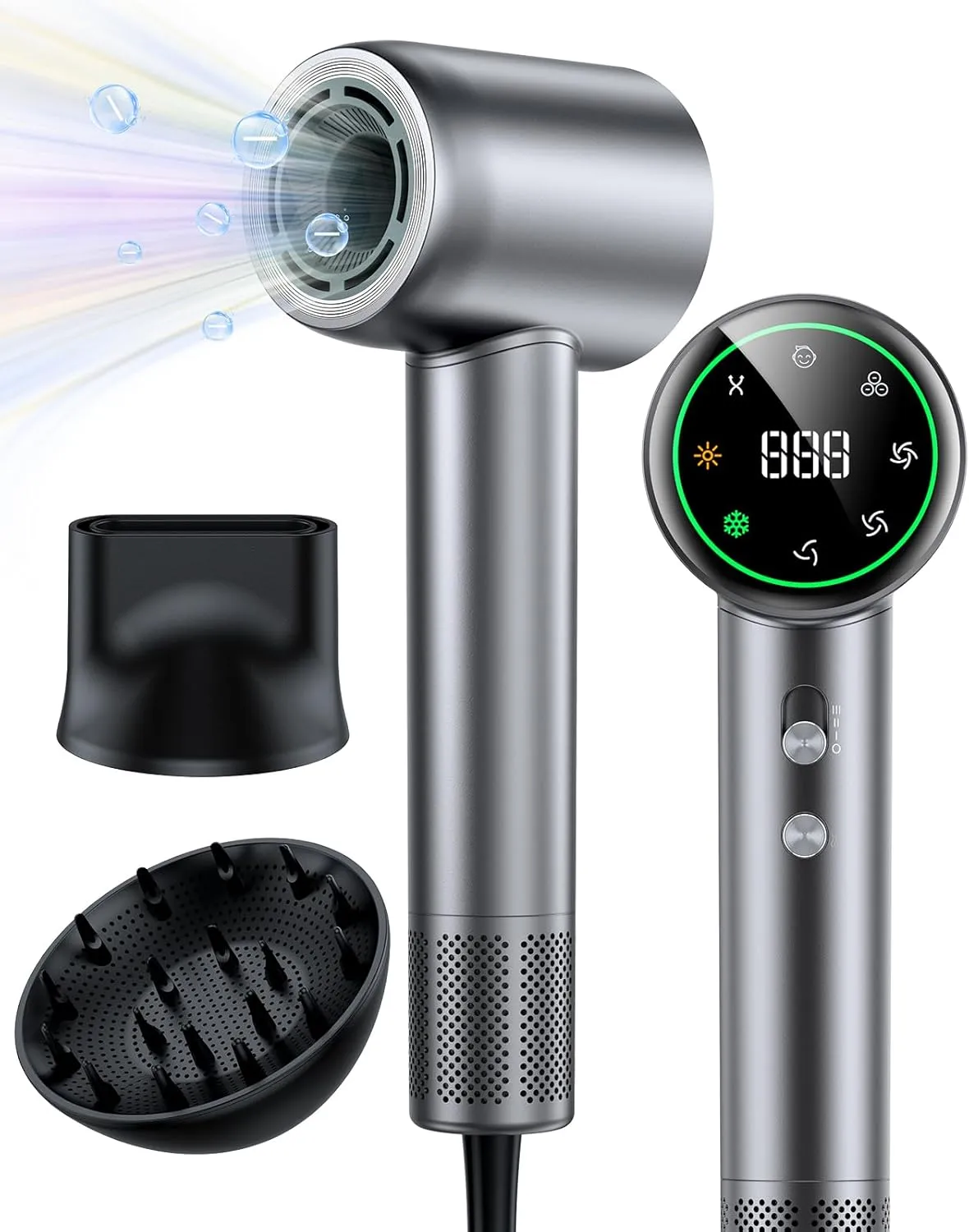Hair Dryer,160000 RPM High Speed Blow Dryer with 200 Million Negative Ionic, Low Noise Thermo-Control Professional Hair Dryer with Diffuser and Nozzle,Portable Hair Blow Dryer for Home Travel