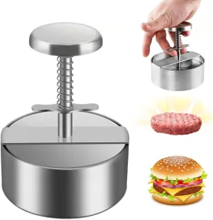 Hamburger Press,1.7 * 4.5 * 5.5 inch Round Burger Press,Non-Stick Adjustable Stainless Steel Hamburger Patty Maker for Kitchen BBQ & Sandwich,Hamburger Press Patty Maker(MI-1)