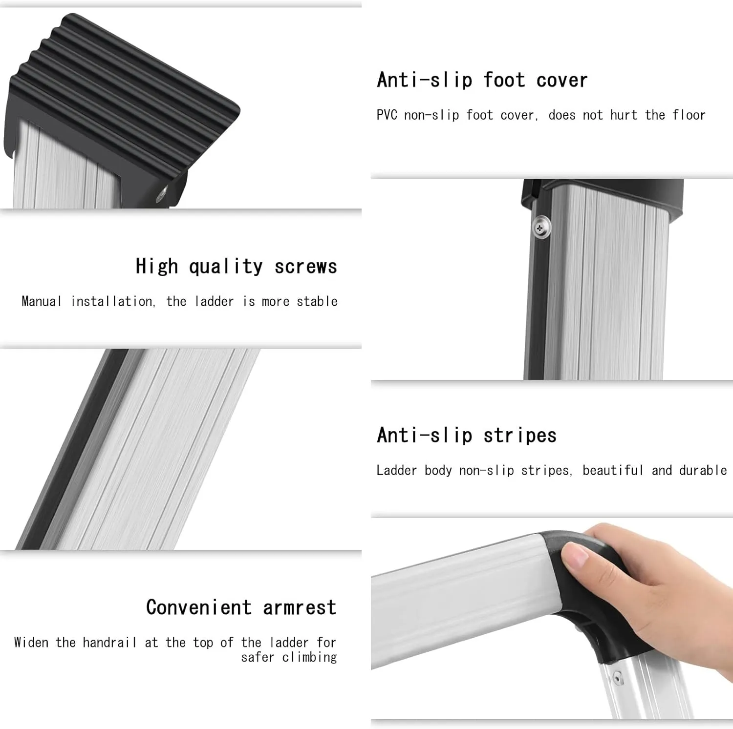 Handrail heightened Climbing Ladder Lightweight Aluminum Alloy Folding Herringbone Ladder with Non-Slip Foot Cover, 2-Step ladder/3-step ladder/4-step Ladder (Size : 2 Step Ladder)