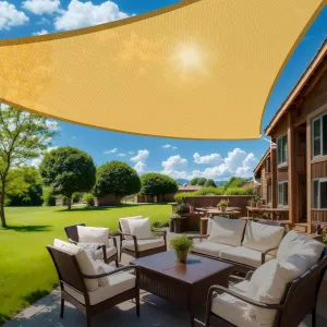 HappyTrends Sun Shades Outdoor Patio,Heavy Duty Shade Sail UV Protection Beach Canopy,Tear and Rust Resistant Wind Sail for Yard Deck Lawn Garden Triangle Sunshade(1 6' X 1 6' X 1 6',Sand)