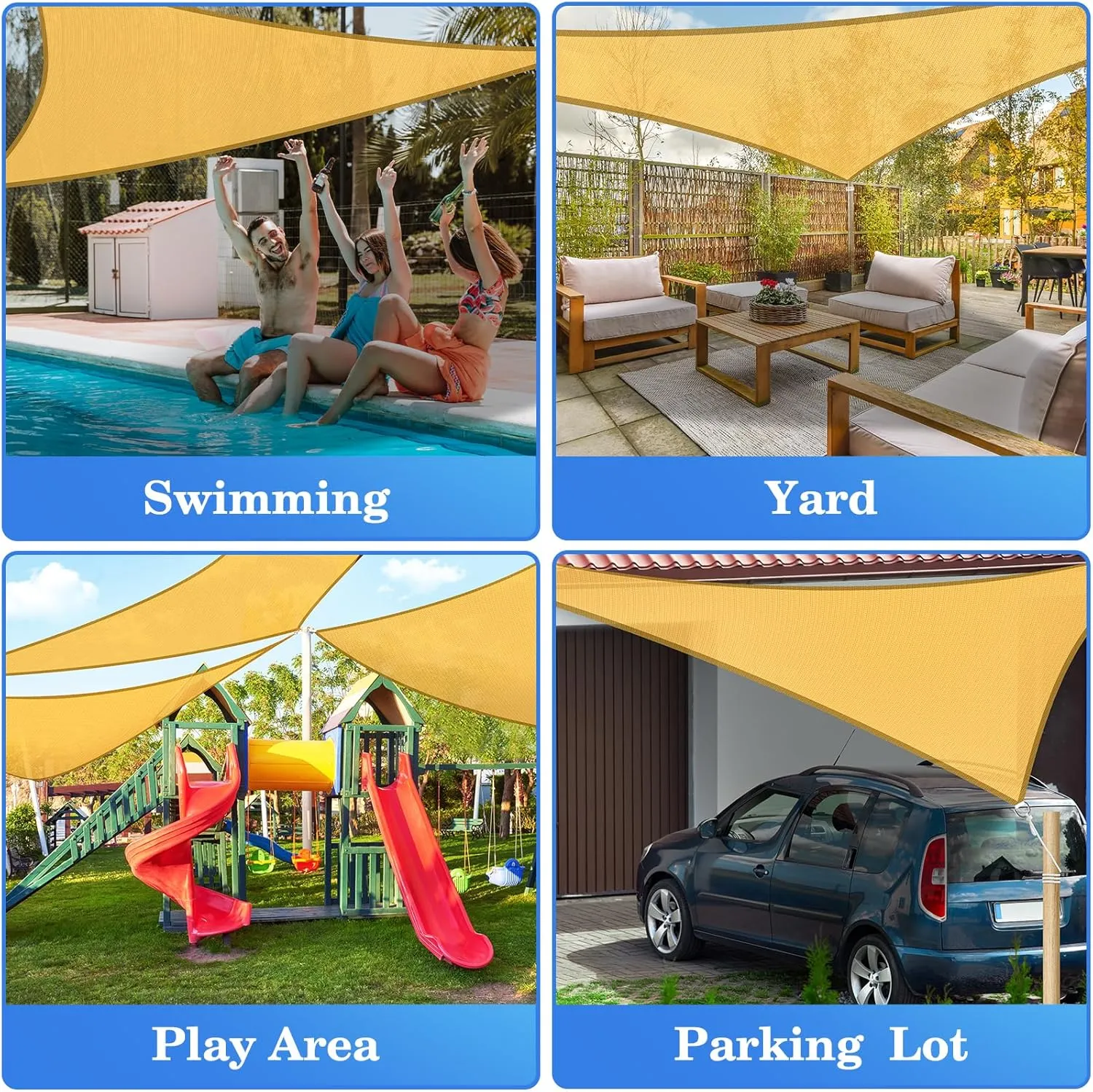 HappyTrends Sun Shades Outdoor Patio,Heavy Duty Shade Sail UV Protection Beach Canopy,Tear and Rust Resistant Wind Sail for Yard Deck Lawn Garden Triangle Sunshade(1 6' X 1 6' X 1 6',Sand)